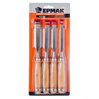Набор стамесок с деревянной ручкой 4 предмета "ЕРМАК" (арт. 667-001)