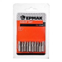 Набор бит PH2, 25 мм (10 шт) "ЕРМАК"  (арт. 657027)