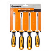 Набор отверток 4 предмета 9986 (PH1.PH2*100.SL5.SL6*100) "ЕРМАК" (арт. 651059) 